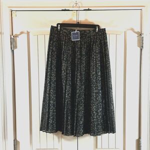 Women's KAAI blue 'winter bloom' Lined Blk and Bronze Leopard Print Skirt Sz. 8